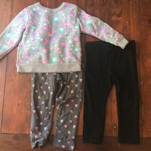 2T toddler girls bundle - two leggings and sweater